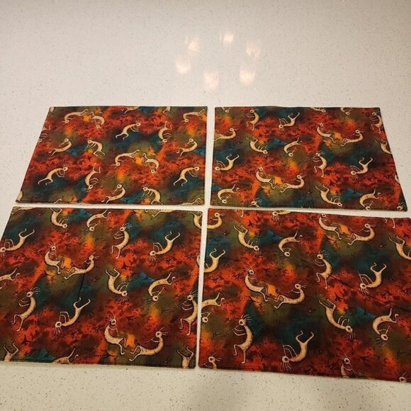 Lot of 4 KOKOPELLI 17" X 13" Table Placemats Very Colorful Good Condition! - Picture 1 of 4